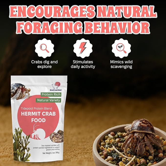 Snout and Shell Tidepool Protein Blend Hermit Crab Food – High Protein, Natural Sea-Inspired Variety, Supports Growth & Molting – 2 oz / 56 g