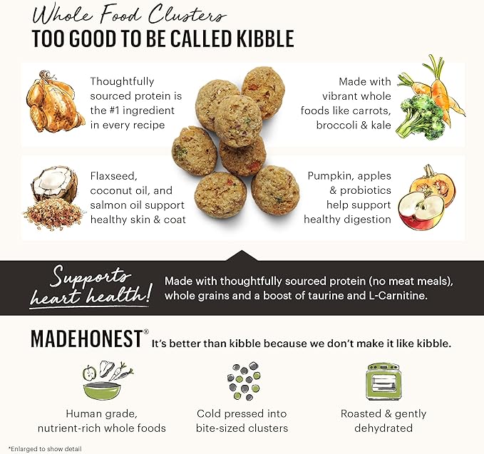 The Honest Kitchen Human Grade Whole Food Clusters Whole Grain Beef & Oat Dry Dog Food, 5 lb Bag