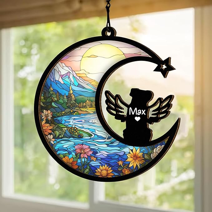 Chillever Australian Shepherd Memorial Suncatcher – Custom Dog Loss Ornament, Pet Remembrance Gift