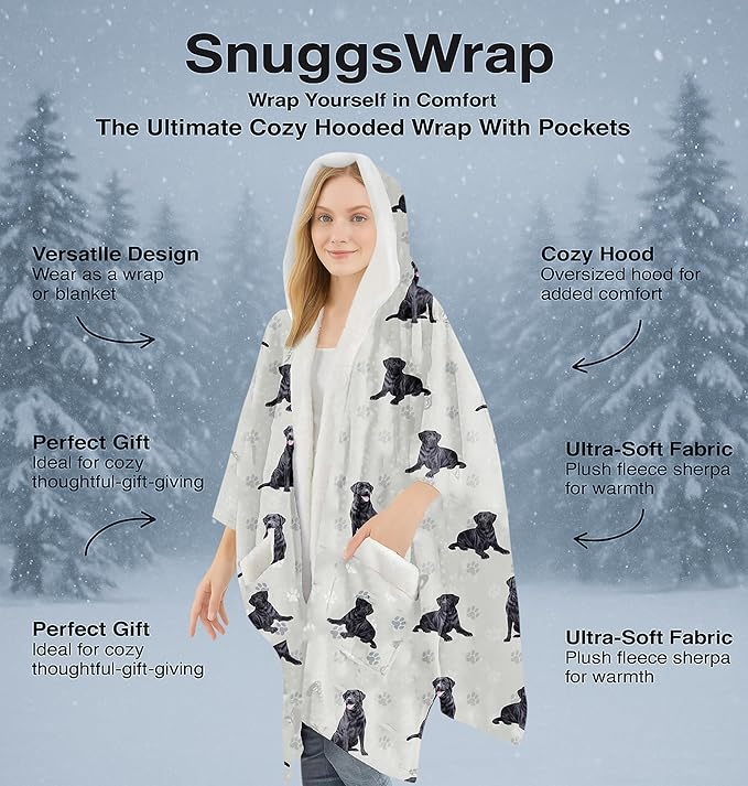 E&S Pets Sherpa Wearable Blanket Hoodie for Women – Soft Fleece Snuggs Wrap – 32 Dog & Cat Breeds – Warm Pet Lover Gifts