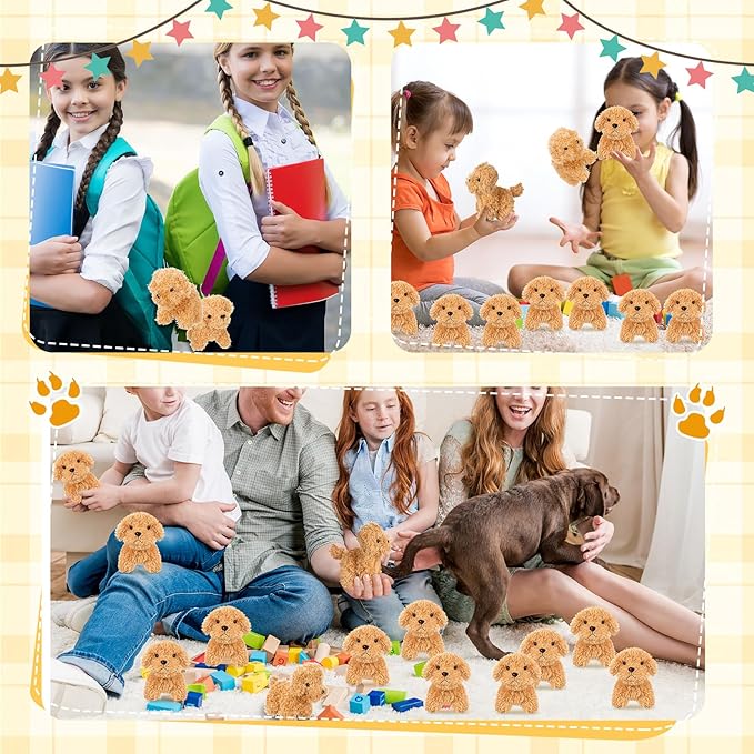 Sosation 100 Pcs 4.72 Inch Mini Puppy Stuffed Animal Adopt a Puppy Favors Small Push Dogs Bulk Valentines Party Gifts for Kids Birthday Easter Fillers Carnival Prize (Cute,Light Brown)