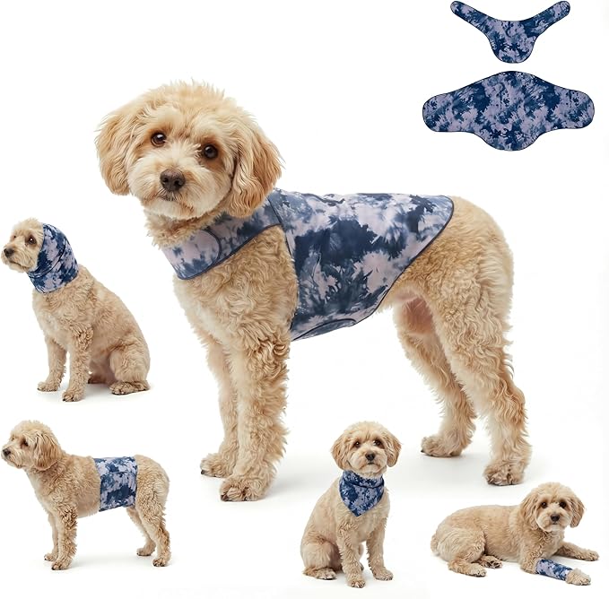DAJIDALI® Modular Dog & Cat Anxiety Jacket, 2-Piece Calming Vest with Detachable Ear Hood, Silent Self-Adhesive Fabric, Thunder Relief & Post-Surgery Recovery Wrap