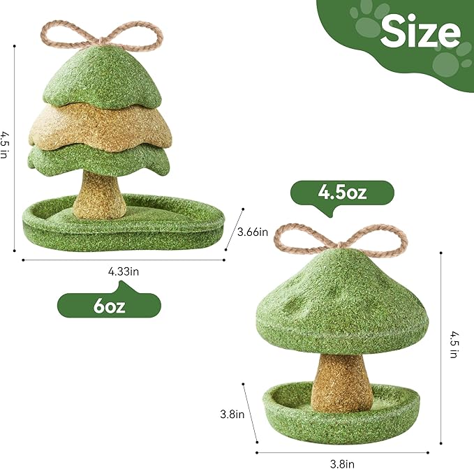 Guinea Pig Chew Toys, Prevent Teeth Overgrowth - 11oz Hamster Toys, Natural Vegetables & Timothy Grass, Cute Mushroom & Tree Shaped Habitat Decoration, Small Animal Chew Toys