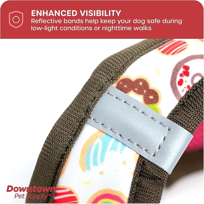 Downtown Pet Supply Step-in Dog Harness – No Pull, Adjustable Padded Mesh with Reflective Trim, Secure Buckle Strap – Comfortable & Breathable Small Dog Harness, X-Small, Donut