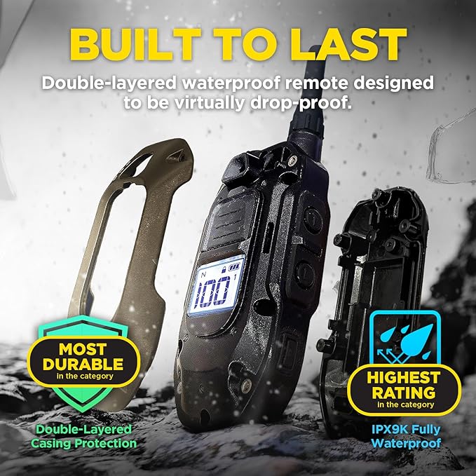 Dogtra 1900X Handsfree E-Collar for Dog Training - 3/4 Mile Range, for Dogs 35 lbs+, Waterproof, 100 Stimulation Levels, Vibration, Tone, Rechargeable - Hands-Free Remote for Dog Owners and Trainers