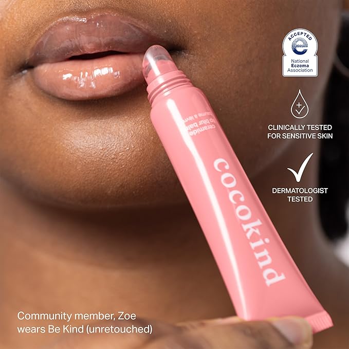 Cocokind Ceramide Lip Blur Balm, Be Kind - Coral Pink Hydrating Lip Balm with Ceramides & Peptides, Made for Sensitive Skin & Lips, Unflavored & Fragrance-Free - 6 pack