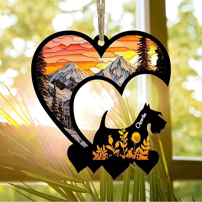 Lovely POD Scottish Terrier Suncatcher Ornaments, Personalized Scottish Terrier Memorial with Name, Dogs Loss Ornaments, Dog Remembrance Gift, Dog Memory Ornament, Loss of Dogs Sympathy Gifts