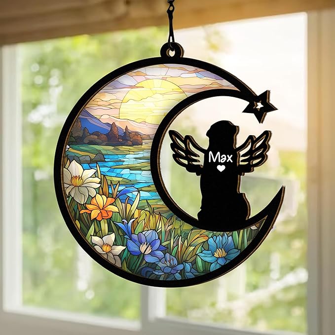 Chillever Golden Retriever Memorial Suncatcher – Personalized Pet Loss Keepsake, Dog Breed Remembrance Ornament