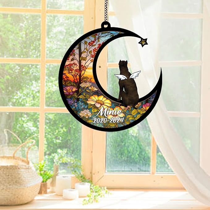 Personalized Cane Corso (Brindle) Sun Catcher, Dog Memorial Gifts, Custom Cane Corso (Brindle) with Wings Ornament Christmas Tree, Loss of Dog Sympathy Gift Memorial Suncatchers