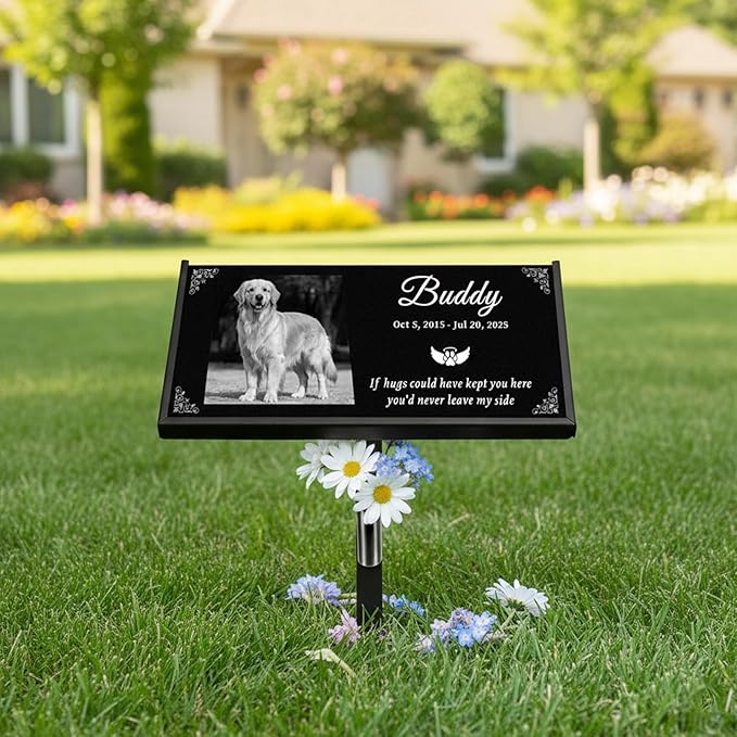Personalized Pet Memorial Stones for Dog, Custom Engraved Granite Grave Marker, Weatherproof Outdoor Garden Headstone or Indoor Memory Stones, Pet Memorial Gifts for Your Beloved Pet (Dog)