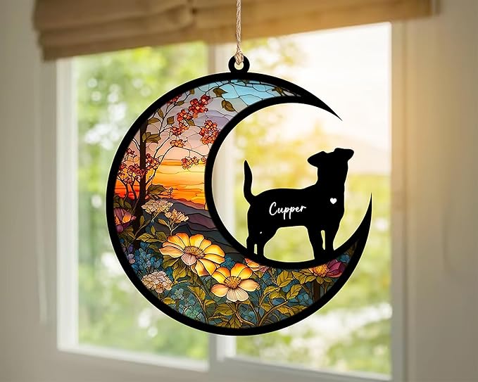 NAZENTI Personalized Dog Suncatcher & Memorial Ornament - Custom Dog Remembrance Gift for Christmas Tree