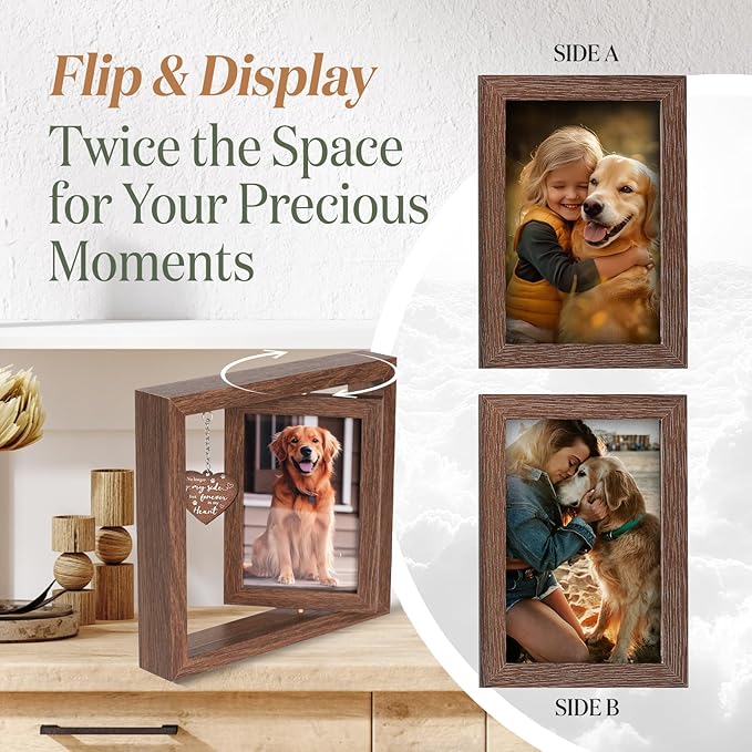 4×6 Pet Memorial Photo Frame – Keepsake Remembrance Sympathy Gift for Loss of Dog or Cat – No Longer By My Side But Forever In My Heart – Loving Memory Picture Frame for Pets