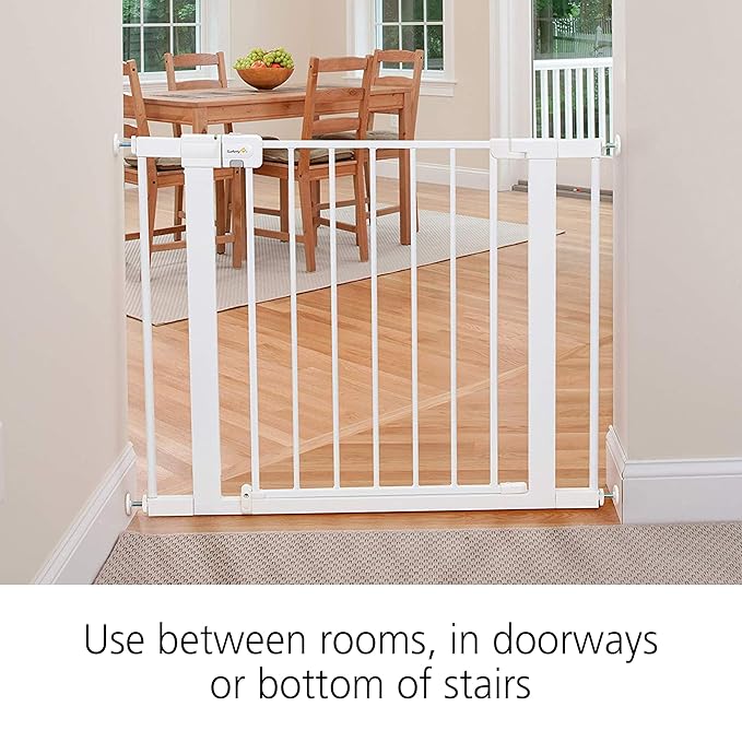 Safety 1st Easy Install Walk Thru Baby Gate for Doorway With Door, Dog Gates, Fits 29"-38", Easy Install 28" Tall, White