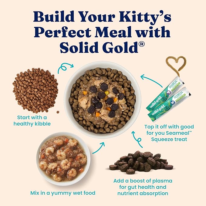 Solid Gold Indoor Dry Cat Food - Grain Free & Gluten Free - Chicken Cat Food Dry Kibble for Indoor Cats w/Probiotics & Fiber for Gut Health - Sensitive Stomach & Hairball Support for Adult Cats -12LB