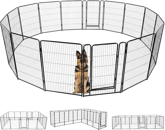 BestPet Indoor Dog Playpen,40inch 16 Panels Dog Pen Fence Outdoor Pet Playpen with Gravity Lock & Wide Door Pet Exercise Pen for RV Camping Yard, Black