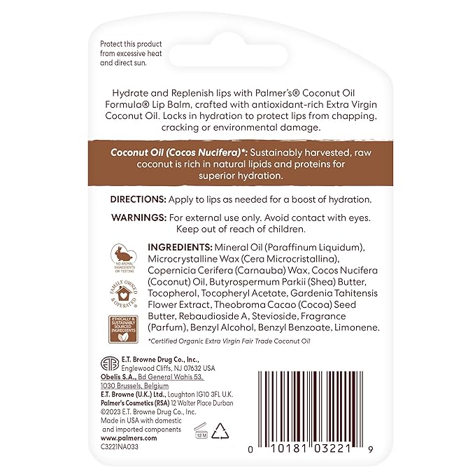 Palmer's Coconut Oil Formula Lip Balm Duo, All-Day Moisturization, Hydrates Dry, Cracked Lips, 2 Count (Pack of 2)