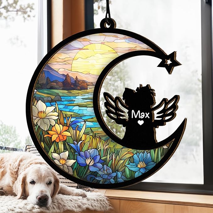 Chillever Yorkshire Terrier Memorial Suncatcher – Personalized Dog Loss Keepsake, Custom Pet Remembrance Ornament