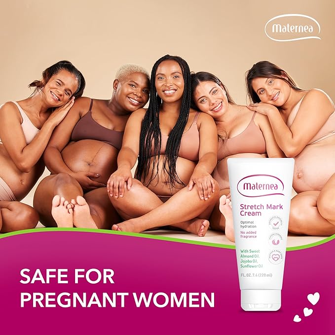 Stretch Mark Cream for Pregnancy – Nourishing Maternity Skin Care with Almond, Jojoba Oils, Vitamins C and E – Helps Hydrate and Improve the Look of Stretching Skin – 5 fl oz (150 ml)