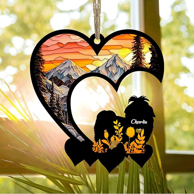 Lovely POD Shih Tzu Suncatcher Ornaments, Personalized Shih Tzu Memorial with Name, Dogs Loss Ornaments, Dog Remembrance Gift, Dog Memory Ornament, Loss of Dogs Sympathy Gifts