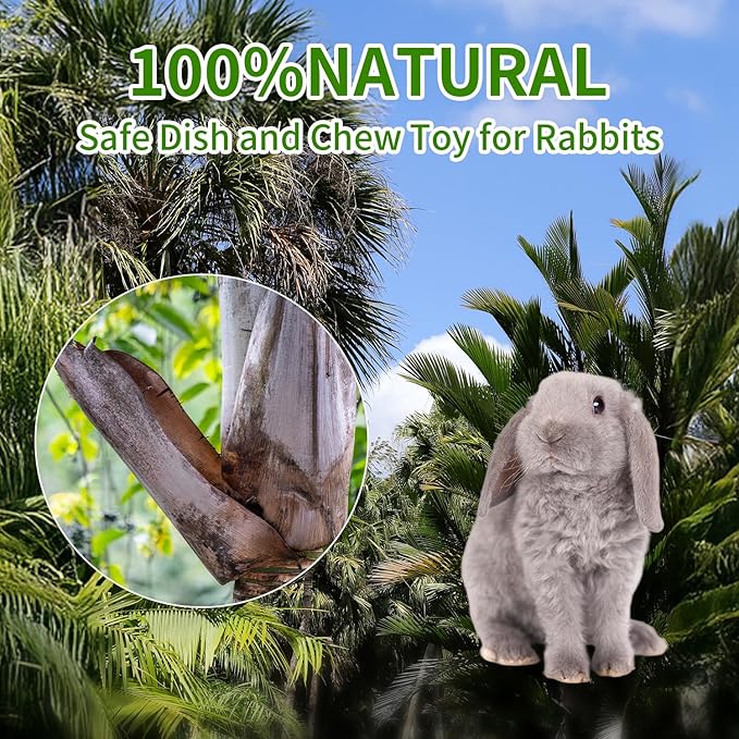 50 Pcs Disposable Palm Leaf Bowls 4 inch Bowl for Rabbits, Compostable Like Bamboo Bowls Disposable Bowl Bunny Chew Toys Chewable Dish for Rabbits,Bunnies,Hamsters,Parrot