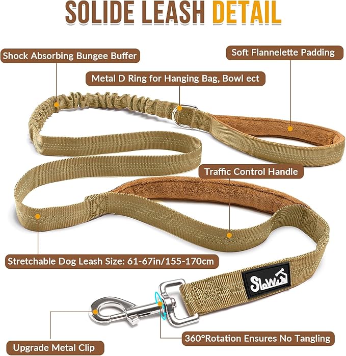 Lukovee No Pull Dog Harness & Leash Set - Heavy Duty Dog Vest Harness with Soft Padded for Medium Large Dogs, Adjustable Reflective Tactical Pet Harness for Easy Walk and Training (XL, Yellow)