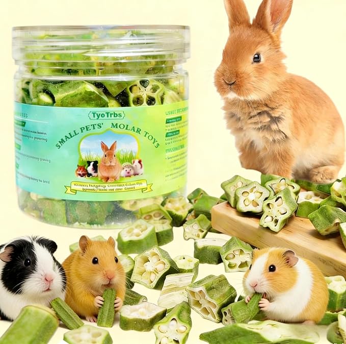 Okra Freeze-Dried Hamster Snack & Treats Toy - Small Animal Natural Treat for Dwarf Syrian Robo Hamsters Gerbils Mice Lemmings Degus or Other Small-Sized Pets (Freeze-Dried Okra)