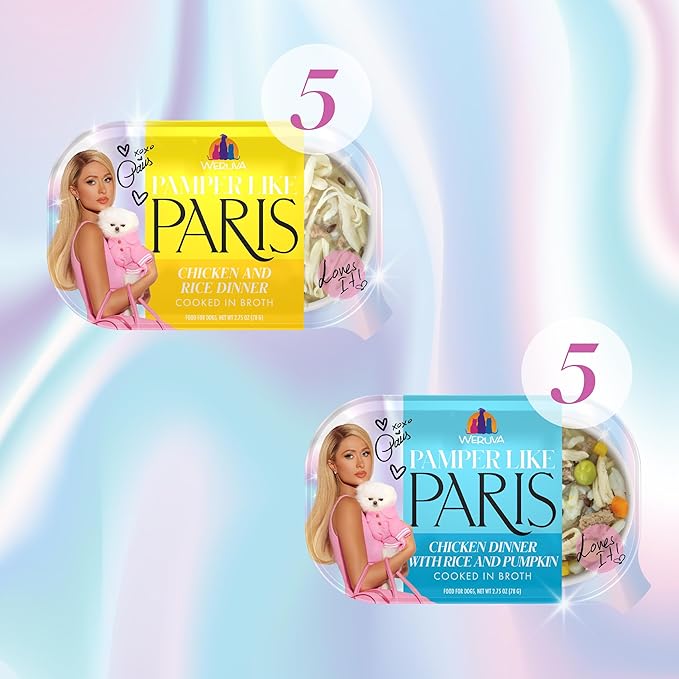 Weruva Pamper Like Paris Natural Wet Dog Food, Chicken Recipes Cooked in Broth Variety Pack (2.75oz Cup, Pack of 10)
