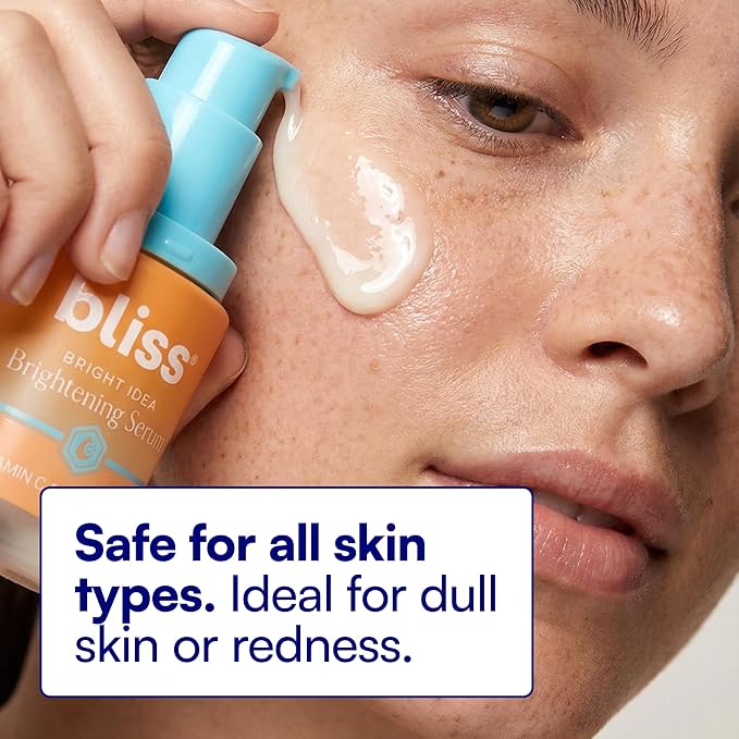 Bliss Vitamin C + Tri-Peptide Bright Idea Serum – 15% Brightening + Barrier Boost Complex for Radiant, Firm Skin – Anti-Aging Face Serum Boosts Collagen & Elasticity - 1 fl oz