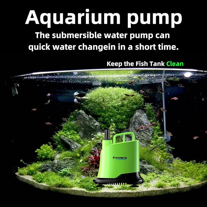 FREESEA Submersible Water Pump For Fountain: 400 GPH 25W Adjustable Small Sump Pump