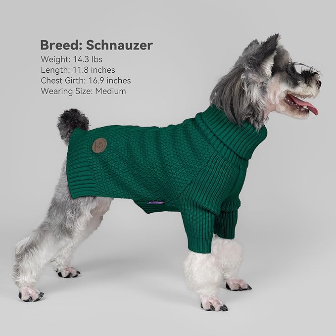 cyeollo Dog Christmas Sweater Pullover Turtleneck for Dogs, Classic Knitwear Fall Winter Cold Weather Dog Clothes Warm Pet Apparel Small Medium Large Dog Sweaters, Green L