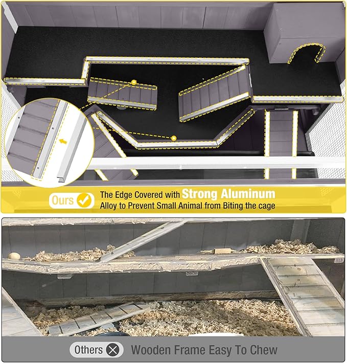 Aivituvin Hamster Cage Guinea Pig Cage with Metal Frame Chewproof Rat House Small Animal Cage Critter Nation Cage Movable