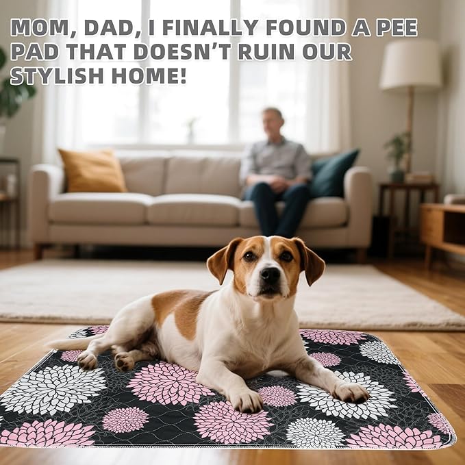 KOOLTAIL Washable Pee Pads for Dogs, 2 Pack Super Absorbent Reusable Puppy Training Pads Waterproof, Nonslip and Leak-Proof Dog Pee Pads, Large Pet Mats Whelping Pads for Floor, Crate, Couch, 36"x36"