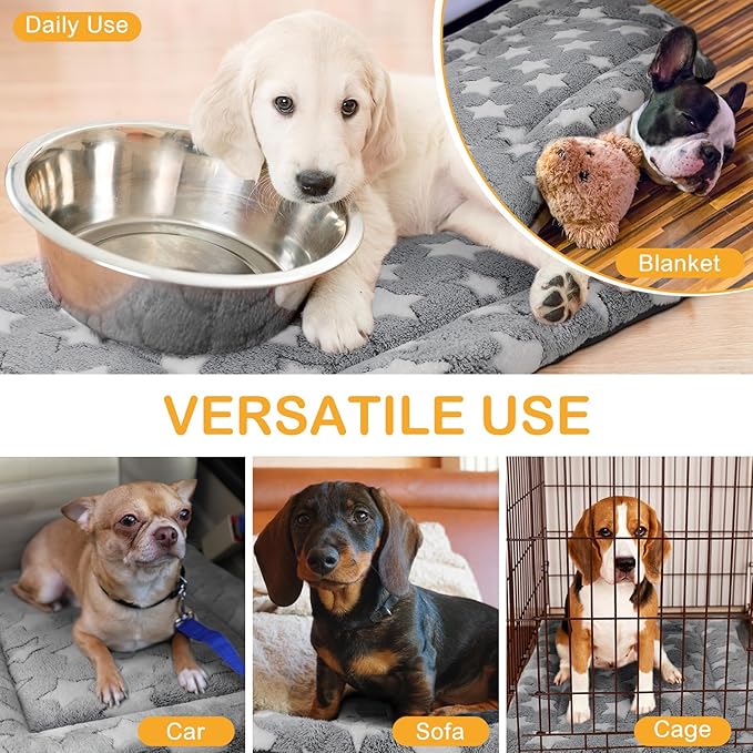 VitalCozy 4 Pcs Winter Dog Crate Pads, Ultra Soft Warm Washable Dog Cat Bed Mat for Pet Crate Comfortable Replaceable Reversible Kennel Pad for Small, Medium, Large Dogs(30 x 48 x 1.6 Inch,Gray)