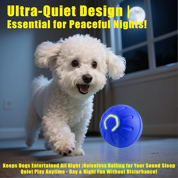 Interactive Self-Moving Dog Toy Ball - Auto Roll & Motion-Activated Play for Puppies, Small & Medium Dogs - Durable, USB Rechargeable Chew-Resistant Ball (Orange