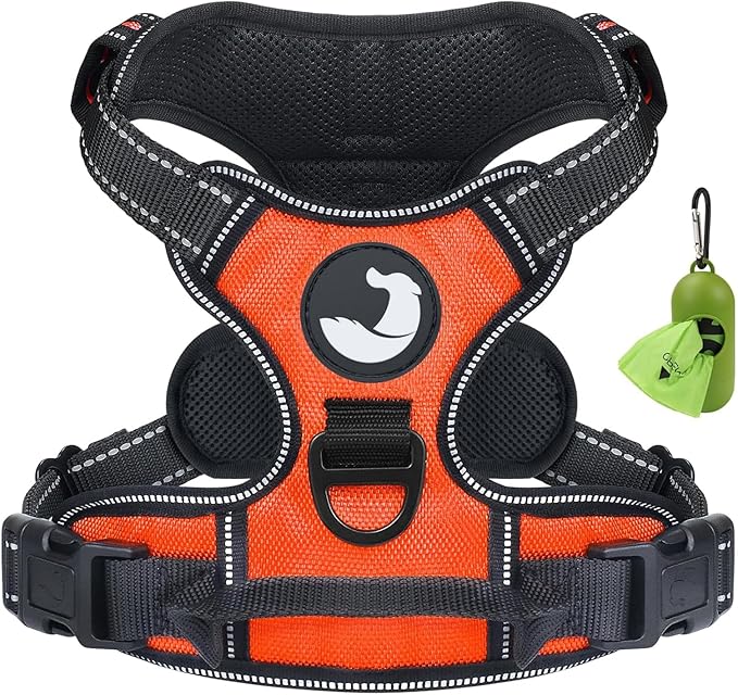 Joytale No Pull Dog Harness for Small Dogs, Reflective Pet Vest with Front Clip, Adjustable Soft Padded Harnesses with Easy Control Handle for Training and Walking, Orange, S