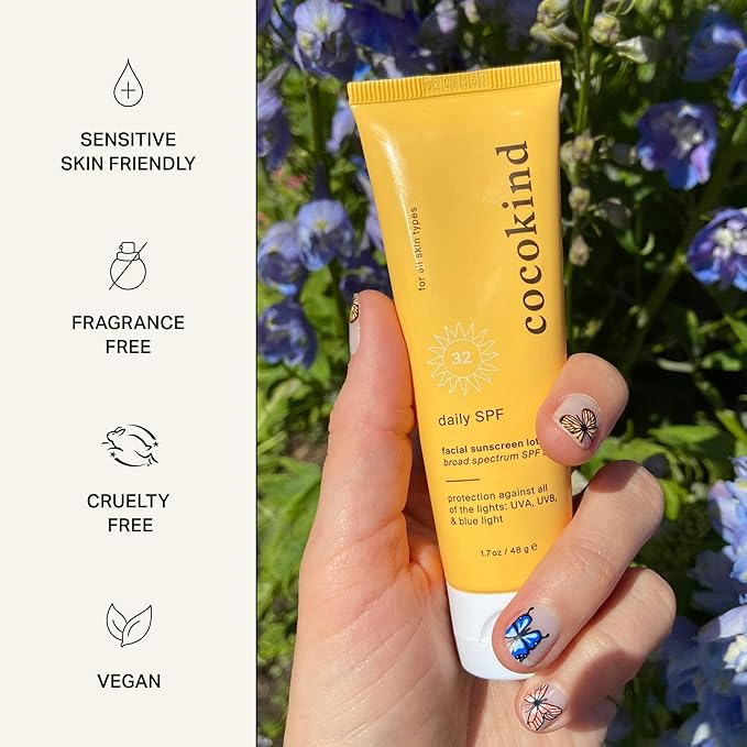 Cocokind Daily SPF, Mineral Face Sunscreen with Zinc Oxide, SPF 32, Reef Safe, Unscented, All Skin Types, Non-Toxic, Cruelty Free, 2 Pack, 1.7 fl oz