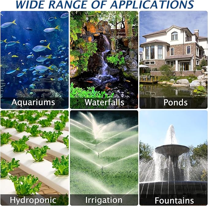 WaterRebirth (5700GPH-305W, UL listed) High Flow Large Fountain Submersible Water Pond Sump Pump Aquarium Electric Waterfall Pump Outdoor PS-5700
