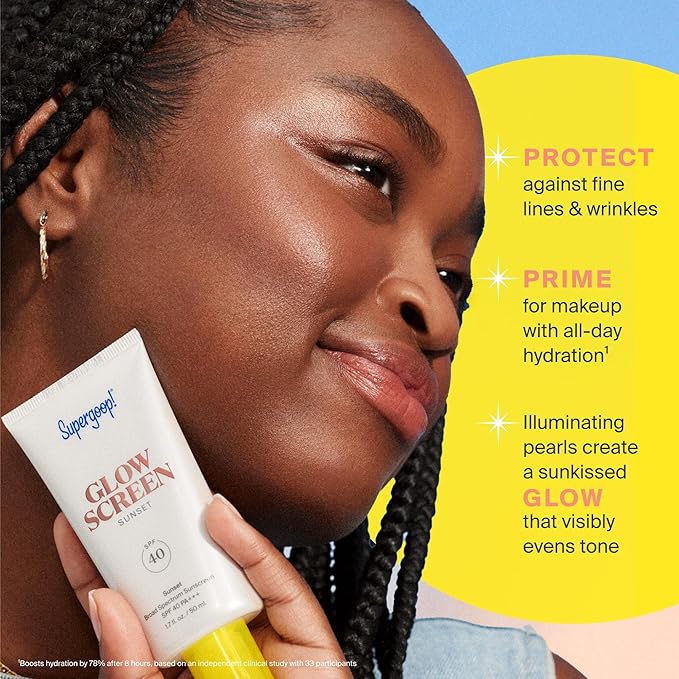 Supergoop! Glowscreen SPF 40, Sunset (Deep Bronze Glow) - 1.7 fl oz - Glowy Primer + Broad Spectrum Tinted Sunscreen - Helps Filter Blue Light - Hydration - Hyaluronic Acid & Vitamin B5