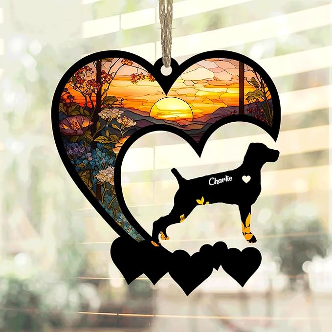 Lovely POD Weimaraner Suncatcher Ornaments, Personalized Weimaraner Memorial with Name, Dogs Loss Ornaments, Dog Remembrance Gift, Dog Memory Ornament, Loss of Dogs Sympathy Gifts