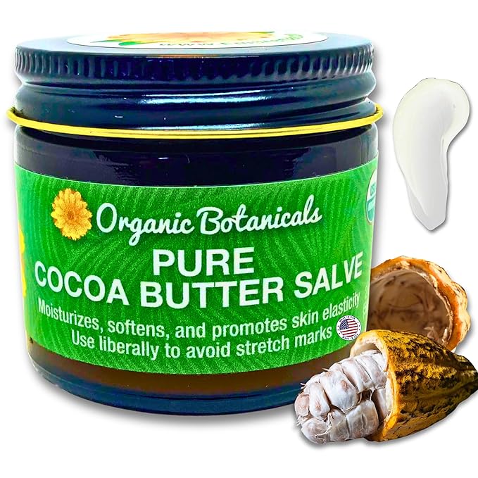 Cocoa Butter Salve - Organic Belly Butter for Pregnant Women, Nipple Balm, Scar Cream, Stretch Marks, & Body Bumps Moisturizer, All-Natural with Intense Hydration, 2 ounces