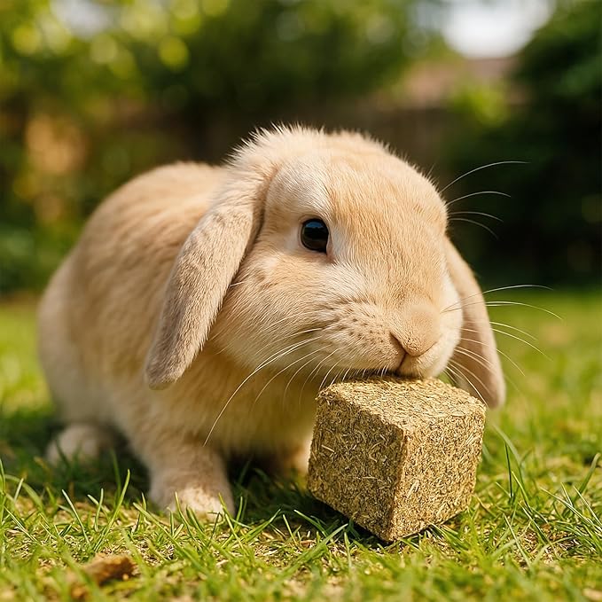 Abizoo Natural Rabbits Chew Toys Timothy Hay & Pine Wood Blocks for Guinea Pigs, Hamsters Small Animal Dental Care Digestion & Molar Health Vitamin Enriched Chewing Treats