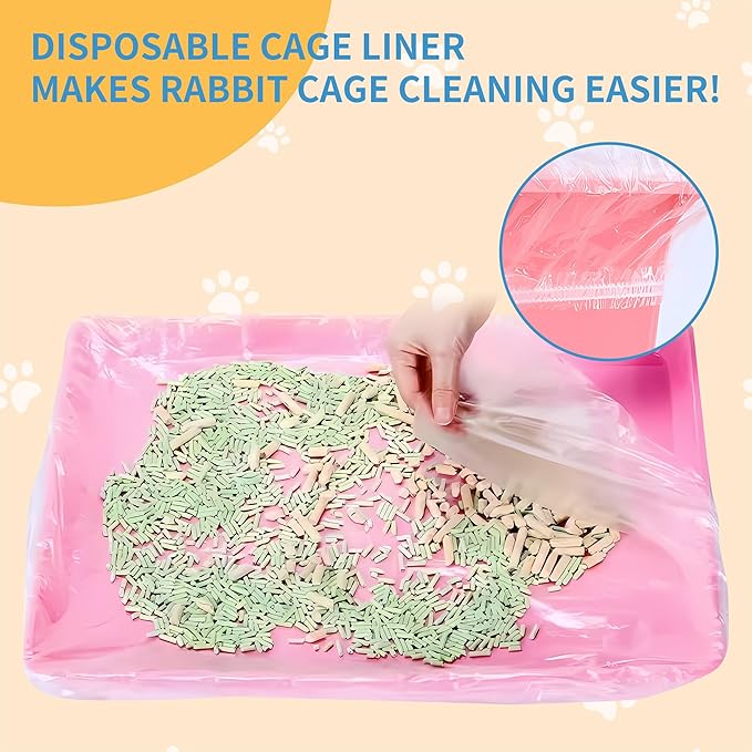 100 Pcs Disposable Cage Liners 26'' X 18'' - Clear, Plastic Toilet Film for Bunny, Hamster, Totoro, Hedgehog, Guinea Pig & Small Animal Habitats