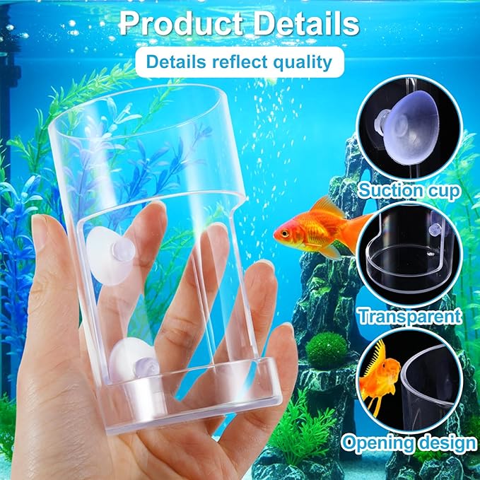 2PCS Orbicular Fish Tank Feeding Tray with Suction Cup, Acrylic Clear Fish Tank Accessories, Preventing Food Scattering Reduced Filter Clogging Tanks Suitable for All Kinds of Food Tanks Accessories