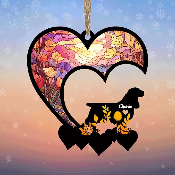 Lovely POD Cocker Spaniel Suncatcher Ornaments, Personalized Cocker Spaniel Memorial with Name, Dogs Loss Ornaments, Dog Remembrance Gift, Dog Memory Ornament, Loss of Dogs Sympathy Gifts