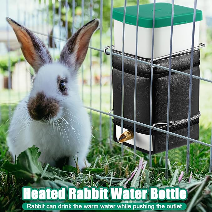Saillong 1 Pack Rabbit Water Bottle, 32 oz No Drip Heated Water Bottle for Rabbits, Hamster, Guinea Pigs, Ferrets, Birds, Mouse, Cockatiel, Rats, Other Small Animal Pet No Leak No Mess Mount Drinker