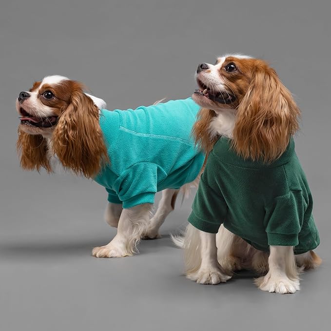Fitwarm 3 Pack Fleece Dog Sweater, Turtleneck Dog Sweatshirt, Dog Winter Clothes for Small Dogs Boy Girl, Pet Pullover Jumper, Cat Apparel, Dark Green, Teal Green, Olive Green, Small