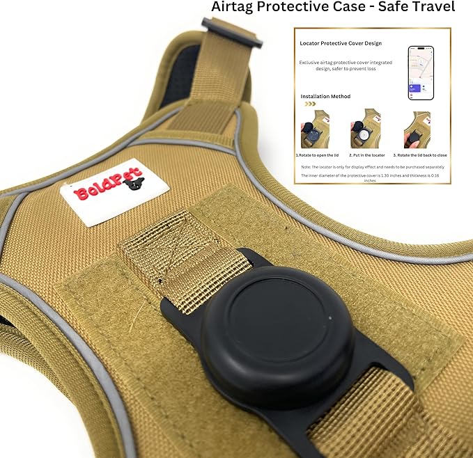 Dog Harness with Airtag Holder and Leash Set-Premium Oxford Breathable Material-Durable Reflective Airtag Dog Harness and Leash Set for Small, Medium, Large and X Large Dogs