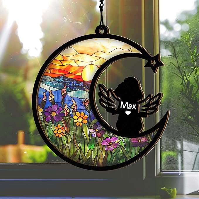 Chillever Poodle Memorial Suncatcher – Custom Pet Loss Ornament, Dog Breed Sympathy Keepsake