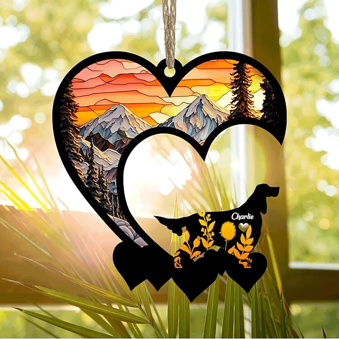 Lovely POD Gordon Setter Suncatcher Ornaments, Personalized Gordon Setter Memorial with Name, Dogs Loss Ornaments, Dog Remembrance Gift, Dog Memory Ornament, Loss of Dogs Sympathy Gifts