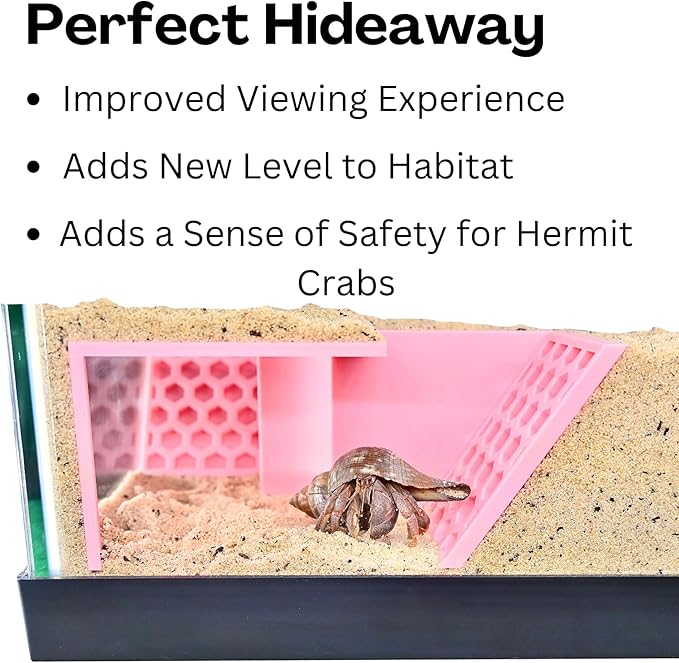 Hermit Crab Underground Tunnel Cave Corner | Hermit Crab Climbing Tank Decor Hide Hideout | Hermit Crab Habitat Hideaway Decoration Accessories Supplies Toys Ornaments (Coral Pink)